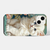 Alphonse Mucha stijl witte kat iPhone Hoesje (Achterkant horizontaal)