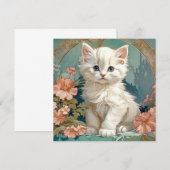 Alphonse Mucha stijl witte kat Kaart (Voorkant / Achterkant)