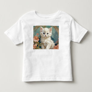 Alphonse Mucha-stijl Witte Kat Kinder Shirts