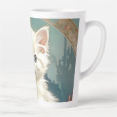 Alphonse Mucha Stijl Witte Kat Latte Mok (Rechts)