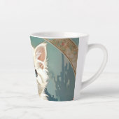 Alphonse Mucha Stijl Witte Kat Latte Mok (Rechts)