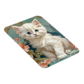 Alphonse Mucha Stijl Witte Kat Magneet (Rechterzijde)