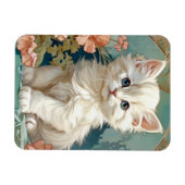 Alphonse Mucha Stijl Witte Kat Magneet (Horizontaal)