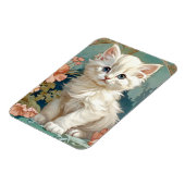 Alphonse Mucha Stijl Witte Kat Magneet (Linkerzijde)