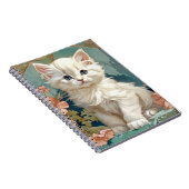 Alphonse Mucha Stijl Witte Kat Notitieboek (Rechterzijde)