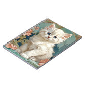Alphonse Mucha Stijl Witte Kat Notitieboek (Linkerzijde)