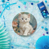 Alphonse Mucha Stijl Witte Kat Papieren Bordje (Feest)