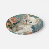 Alphonse Mucha Stijl Witte Kat Papieren Bordje (Gekanteld)