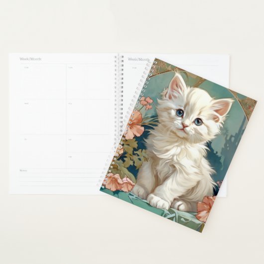 Alphonse Mucha Stijl Witte Kat Planner (Display)