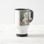 Alphonse Mucha Stijl Witte Kat Reisbeker (Voorkant rechts)