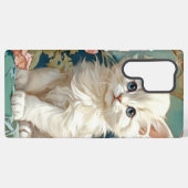 Alphonse Mucha Stijl Witte Kat Samsung Galaxy Hoesje (Achterkant horizontaal)