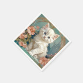 Alphonse Mucha Stijl Witte Kat Servet (Hoek)