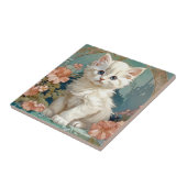 Alphonse Mucha Stijl Witte Kat Tegeltje (Zijkant)