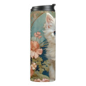 Alphonse Mucha Stijl Witte Kat Thermosbeker (Gedraaid links)