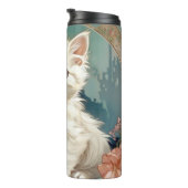 Alphonse Mucha Stijl Witte Kat Thermosbeker (Geroteerd rechts)
