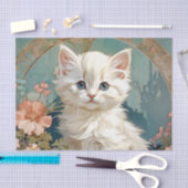 Alphonse Mucha Stijl Witte Kat Tissuepapier (Craft)