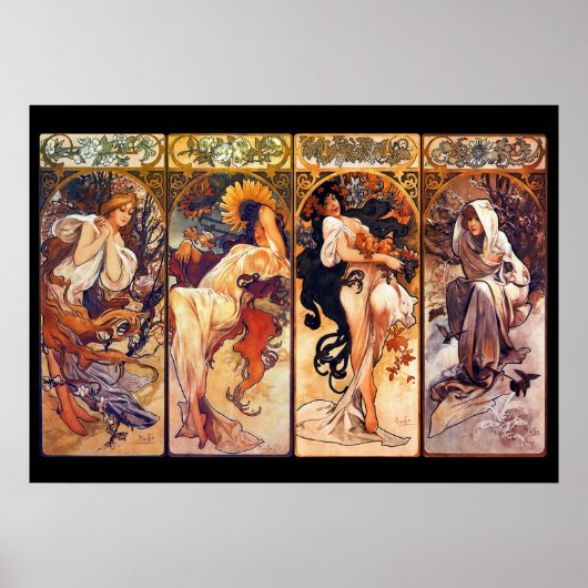 Alphonse Mucha Stunning Art Nouveau Tableau #37 Poster (Voorkant)