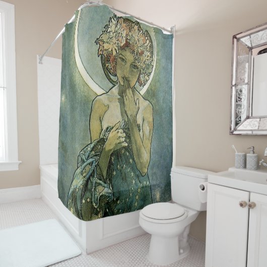 Alphonse Mucha Stunning Art Nouveau Vrouw #18 Douchegordijn (In situ)