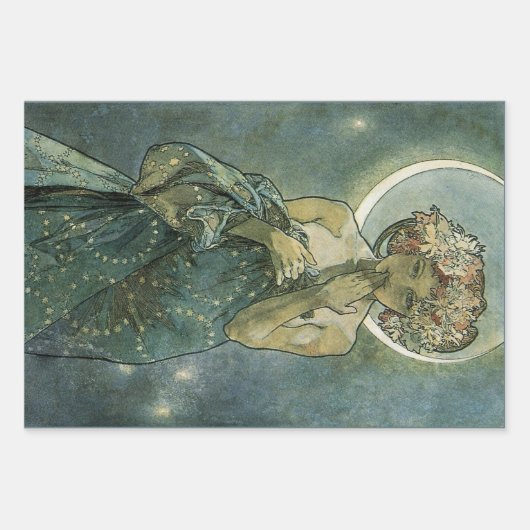 Alphonse Mucha Stunning Art Nouveau Vrouw #18 Inpakpapier Vel (Voorkant 2)