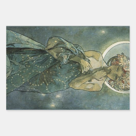 Alphonse Mucha Stunning Art Nouveau Vrouw #18 Inpakpapier Vel (Voorkant)