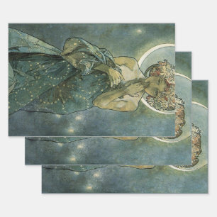 Alphonse Mucha Stunning Art Nouveau Vrouw #18 Inpakpapier Vel
