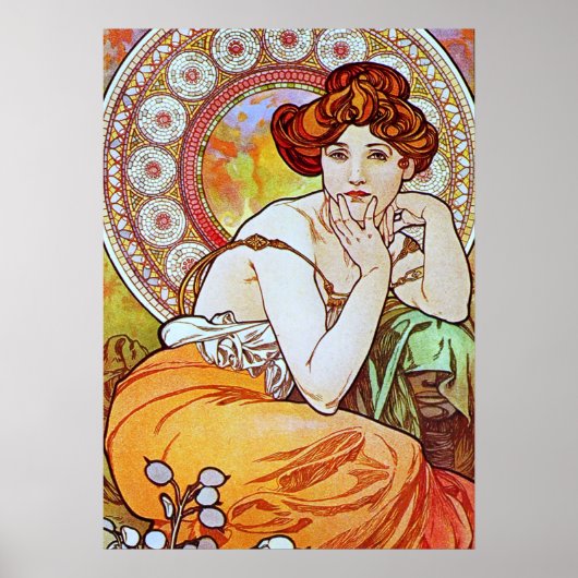Alphonse Mucha Stunning Art Nouveau Woman #15 Poster (Voorkant)