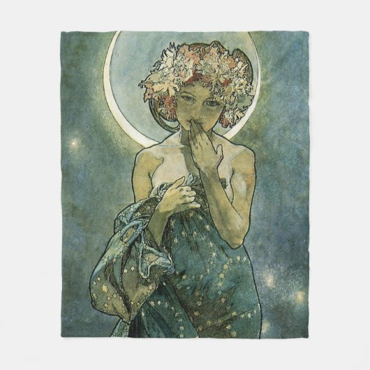Alphonse Mucha Stunning Art Nouveau Woman #18 Fleece Deken (Voorkant)