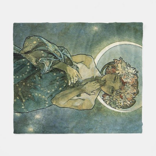Alphonse Mucha Stunning Art Nouveau Woman #18 Fleece Deken (Voorkant (Horizontaal))