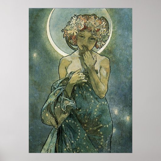Alphonse Mucha Stunning Art Nouveau Woman #18 Poster (Voorkant)