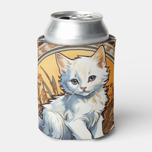Alphonse Mucha Style Cat Blikjeskoeler (Blikje Voorkant)