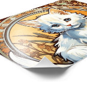Alphonse Mucha Style Cat Foto Afdruk (Hoek)