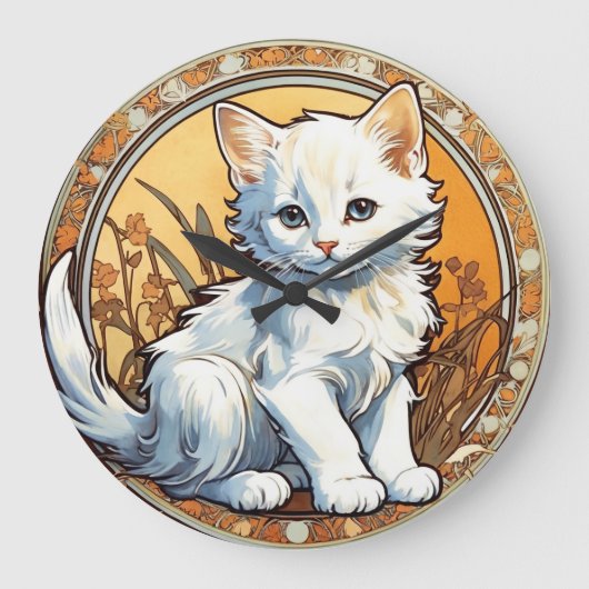 Alphonse Mucha Style Cat Grote Klok (Voorkant)
