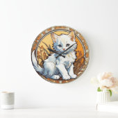Alphonse Mucha Style Cat Grote Klok (Huis)