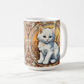 Alphonse Mucha Style Cat Koffiemok (Voorkant rechts)