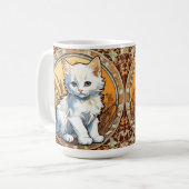 Alphonse Mucha Style Cat Koffiemok (Voorkant links)
