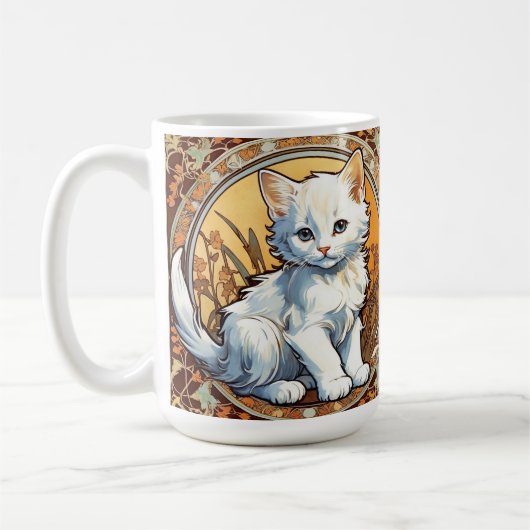 Alphonse Mucha Style Cat Koffiemok (Links)