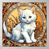 Alphonse Mucha Style Cat Poster (Voorkant)