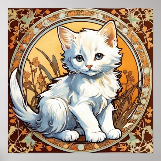 Alphonse Mucha Style Cat Poster (Voorkant)