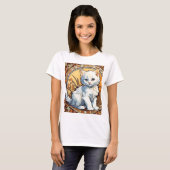 Alphonse Mucha Style Cat T-shirt (Voorkant volledig)