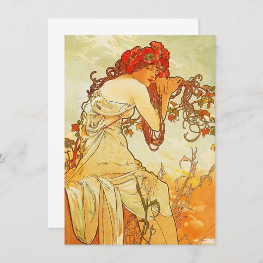 Alphonse Mucha Summer Invitations Kaart (Voorkant / Achterkant)