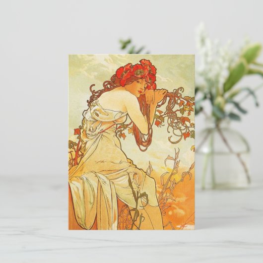 Alphonse Mucha Summer Invitations Kaart (Staand voorkant)