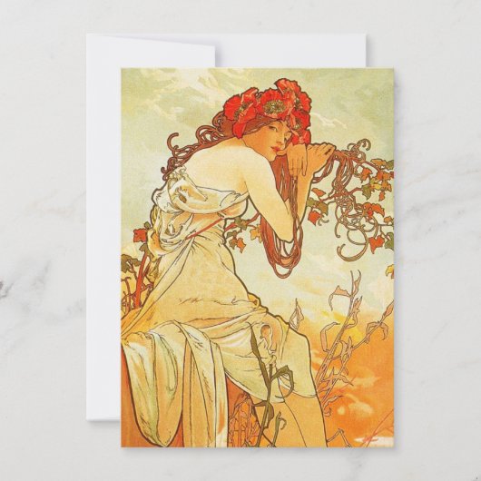 Alphonse Mucha Summer Invitations Kaart (Voorkant)