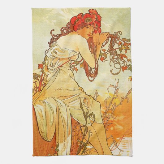 Alphonse Mucha Summer Kitchen Towel Theedoek (Verticaal)