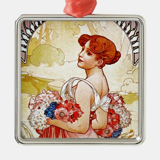 Alphonse Mucha Summer Metalen Ornament (Voorkant)