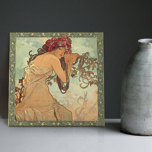 Alphonse Mucha Summer Season Art Nouveau Tegeltje