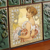 Alphonse Mucha Summer Seasons Art Nouveau  Tegeltje