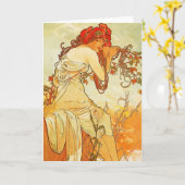 Alphonse Mucha Summer Wenskaart Kaart (Gele Bloem)