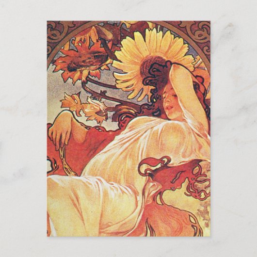 Alphonse Mucha Sunflower Briefkaart (Voorkant)