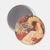 Alphonse Mucha Sunflower Magneet (Voorkant / Achterkant)