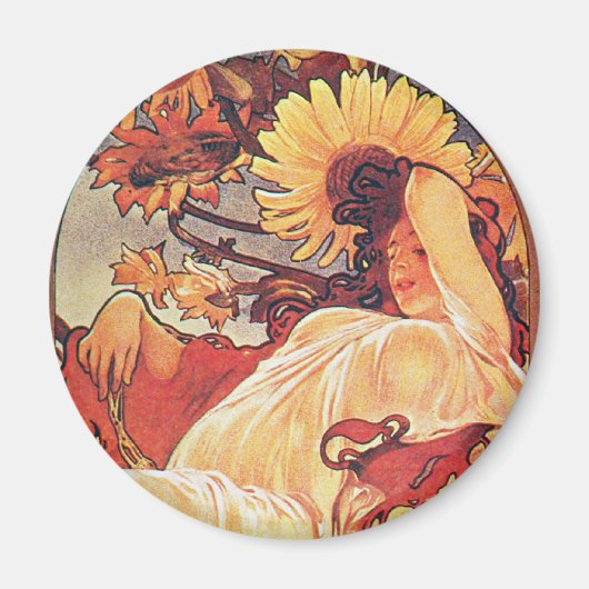 Alphonse Mucha Sunflower Magneet (Voorkant)